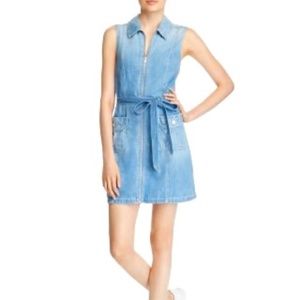 7 For All Mankind Belted Zip-Front Denim Dress
